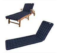 HAVE A SEAT Luxury Coussin pour chaise longue de jardin, bleu marine, 200 x 60 cm, 8 cm d'épaisseur, lavable en machine à 95 °C, orthopédique, rembourré, confortable, pour chaise longue, chaise longue