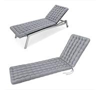 HAVE A SEAT Luxury Coussin pour chaise longue de jardin (gris clair gris) 200 x 60 cm épaisseur 8 cm lavable à 95 °C passe au sèchelinge coussin confortable pour chaise longue chaise longue relax