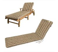 HAVE A SEAT Luxury Coussin pour chaise longue de jardin, marron doré, 200 x 60 cm, 8 cm d'épaisseur, lavable en machine à 95 °C, orthopédique, rembourré, confortable, pour chaise longue, chaise longue