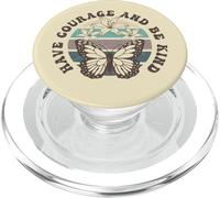 Have Courage and Be Kind Papillon Floral Retro PopSockets PopGrip pour MagSafe