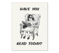 Have You Read Today Poster, Positive Affirmations Reading Wall Art, Funny Black and White Line Art Canvas Print for Library(Framed,08x12inch(20x30cm))