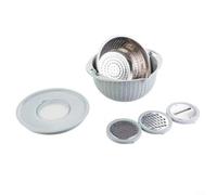 HavenDomicile Ensemble passoire 4-1 avec bol, tamis micro-perforé en acier inoxydable avec couvercle et bec verseur, 3 accessoires de râpe ()