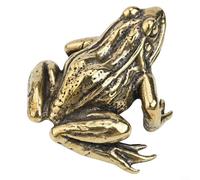HavenDomicile Figurine grenouille en laiton fabriquée à la main en cuivre antique - Petit presse-papier décoratif à collectionner - Décoration d'intérieur créative