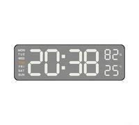 HavenDomicile Horloge murale numérique multifonction à affichage LED Réveil électronique Date Heure Métal brossé (A)