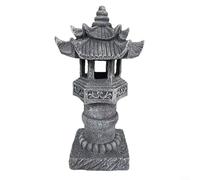 HavenDomicile Lampe de jardin en forme de pagode à énergie solaire - Lanterne zen - Étanche - En résine - Aspect pierre - Style oriental - Décoration extérieure