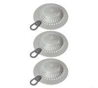 HavenDomicile Lot de 3 filtres de vidange de douche en silicone avec double colonne de filtration et grille Base antidérapante pour baignoire (gris, 3 pièces)
