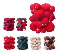 HavenDomicile Lot de 35 décorations de sapin de Noël avec boules en velours de couleurs assorties en PVC et tissu - Décorations de vacances pour la maison (rouge et vert)
