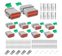 HavenDomicile Lot de 5 connecteurs de borne de fil DT de qualité professionnelle, classé IP68 avec contacts mâles femelles, pour équipement industriel 16-20 AWG, gris (2 broches)