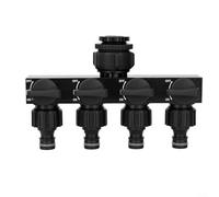 HavenDomicile Répartiteur de tuyau d'arrosage à 4 voies, avec interrupteurs indépendants pour irrigation de pelouse domestique compatible avec robinets de 1,27 cm, 1,9 cm, 2,5 cm (noir)