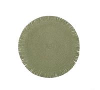 HavenDomicile Sets de table minimalistes en papier avec pompons faits à la main, protection contre la chaleur, imperméable, 38 x 38 cm, décoration de table de salle à manger (vert)
