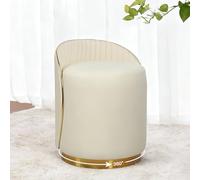 HavenGlide Tabouret de maquillage rond en velours - Tabouret pivotant - Chaise de maquillage - Ottoman rembourré - Pour dressing et chambre à coucher - 37 x 37 x 43 cm - Blanc
