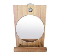Haveratio Miroir pour Oiseaux avec Perchoir Suspendu Support en Bois Jouet Perroquet Cage à Oiseaux Stands pour Africains Gris Perruches Calopsittes Inséparables Couleur du Bois comme Le montrent Les