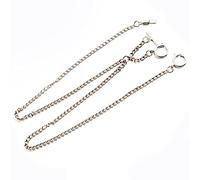 Haveratio TINGB Hommes Double Albert Chaîne Montre de Poche Curb Link Antique T-Bar Montre Chaîne pour Montre de Poche Clés Pendentifs