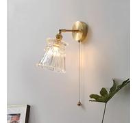 HAvern Applique Murale, Applique Murale américaine en Verre Transparent Durable, Applique Murale en Laiton doré, éclairage de vanité avec Interrupteur à Cordon pour Lampe de Chevet, chamb