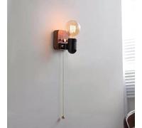 HAVERN Applique Murale, Applique Murale rétro en Bois, Lampe Murale Moderne en céramique avec Interrupteur à chaînette, Applique Murale Nordique en Bois Massif, Appliques murales de cheve