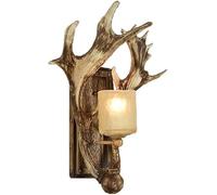 HAvern Applique Murale en Bois de cerf avec Abat-Jour en Verre dépoli, Applique Murale en Faux Bois de cerf, Lampe Murale en résine de Style Vintage pour Salle à Manger, Salon, Bar, café