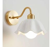 HAvern Applique Murale en céramique Blanche avec Forme de Fleur, Angle réglable, éclairage Mural de Style français pour Chambre à Coucher, Salle de Bain, Salon, Couloir, Salle de Bain, sa