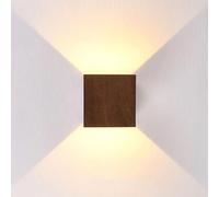 HAvern Applique Murale en Forme de Cube en Bois, Applique Murale carrée d'intérieur à LED Haut et Bas, luminaires muraux Modernes et minimalistes pour décoration d'intérieur, câblés pour