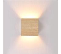 HAvern Applique Murale en Forme de Cube en Bois, Applique Murale carrée d'intérieur à LED Haut et Bas, luminaires muraux Modernes et minimalistes pour décoration d'intérieur, câblés pour