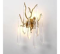 HAvern Applique Murale Moderne en Cristal Transparent doré pour intérieur, Applique Murale en Cristal à Bulles Chic, luminaire décoratif d'intérieur à 2 Lampes en Aluminium pour Chambre à