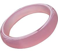 HAvern Bracelet jonc en Agate Rose Naturelle sculptée en Jade, Beau Bracelet jonc en Jade pour Femme, Bracelet jonc en Jade pour Femme avec boîte à Bijoux (54-64 mm) (Taille : 58 mm) (One