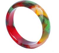 HAvern Bracelet jonc en jade coloré naturel pour femmes filles, bracelets en agate ronde avec boîte à bijoux (56-62 mm) (taille : 56 mm) (multicolore)
