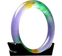 HAvern Bracelet jonc en Jade coloré Tricolore Naturel, Accessoires de Bijoux en Jade à Barre Ronde, Cadeaux de Bonne Chance avec boîte à Bijoux, 54-64 mm (Taille : 60 mm) (onecolor 62 mm)