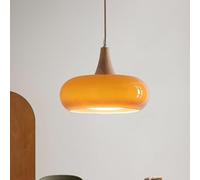 HAvern Lampe à Suspension, 30 cm, décoration Moderne du Milieu du siècle, luminaires Suspendus en Verre Orange, Lampe Suspendue en Verre de Lait Blanc, éclairage de Tambour, Lustre Vintag