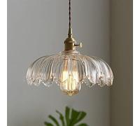 HAvern Lampe à Suspension Moderne en Verre festonné avec Fleur - Lustre Industriel Unique rétro - Lampe à Suspendre pour Chambre à Coucher, Restaurant, Couloir, Cuisine, Salle à Manger -