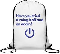 Havie You Tried Turning It Off and On Again Sac de gym décontracté avec cordon de serrage Blanc