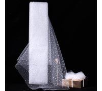 HAVII Rouleau de tulle à paillettes - 137,2 cm x 9 m - Pour tutu, couture, anniversaire, mariage, décoration - Blanc