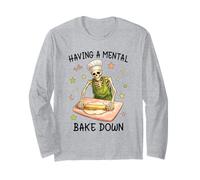 Having a Mental Bake Down Skeleton Funny Baker Meme Baking Manche Longue