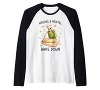 Having a Mental Bake Down Skeleton Funny Baker Meme Baking Manche Raglan