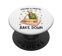 Having a Mental Bake Down Skeleton Funny Baker Meme Baking PopSockets PopGrip Adhésif