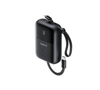 HAVIT Batterie externe 10 000 mAh avec câble intégré - Chargeur portable à charge rapide avec câbles USB-C et Lightning, batterie externe compacte pour iPhone, Samsung, voyage et camping - Noir