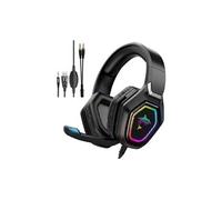 Havit casque gamer rgb avec pilote de 50 mm, contrôle en ligne et microphone hd, casque gaming(noir)