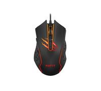 Havit Gaming Series MS1027 - Souris - ergonomique - éclairage RGB, avec DPI ajustable à 4 niveaux - 6 boutons - filaire - USB - noir