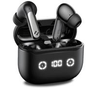 havit NC01T Écouteurs sans blanc à réduction active du bruit, 4 microphones ENC AI Appel Écouteurs sans fil Bluetooth Réduction du bruit 40H Temps de lecture 7 EQs prédéfinis via App LED Display