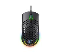 havit Souris de jeu filaire RVB ultra légère en nid d'abeille réglable 7200 DPI 7 boutons programmables