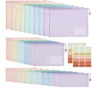 Havnidy Lot de 30 pochettes en plastique avec fermeture éclair - Format A4 + A5 + A6 - Pour l'école, le bureau, la maison et les voyages