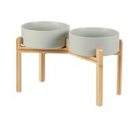 Havniva Lot de 2 gamelles lestées et surélevées en céramique avec Support pour Gros Chiens de Race, Bols de Nourriture et d’Eau pour Animaux de Compagnie, 20,9 cm, 1,8 l, Gris