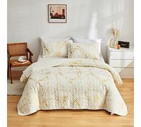 HAVOP Parure de lit matelassée beige en microfibre douce et légère pour toutes les saisons (1 couette, 2 taies d'oreiller) - Pour très grand lit