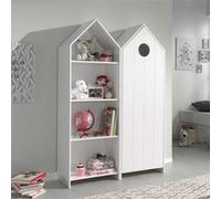 HAVRE - Pack Bibliothèque + Armoire 1 Porte Blanche -