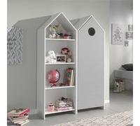 HAVRE - Pack Bibliothèque + Armoire 1 Porte Grise - Altobuy Gris