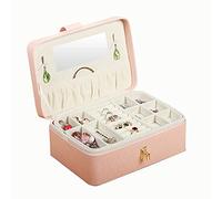 HAVVMK Coffret à Bijoux pour Femme, Mini Valise Portable pour Bijoux, vitrine en Cuir avec Miroir, boîte de Rangement pour Bijoux, Cadeaux de Nouvel an