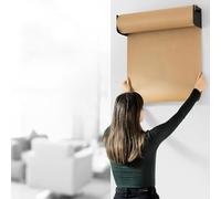 HAVVMK Porte-Rouleau de Papier Kraft à Suspendre, Support et Coupe-Papier de Cuisine, Distributeur Mural de Papier Kraft avec Papier Brun de 50 m et Barre de Coupe à Bord dentelé