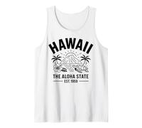 Hawaï Aloha State Volcan Sea Turtle Hibiscus Est 1959 Débardeur