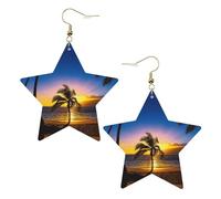 Hawaï Beach Boucles d'oreilles tendance pour femme, boucles d'oreilles pendantes célestes en forme d'étoile pour un usage polyvalent, One Size, Cuir
