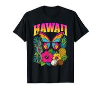 Hawaï Monarque Papillon Gecko Hibiscus Rétro Aloha Voyage T-Shirt
