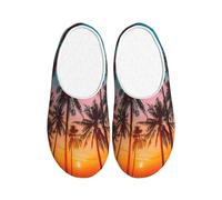 Hawaï Sea Sunset Pantoufles en flanelle pour homme et homme - Antidérapantes - Chaudes - Pour l'intérieur et l'extérieur, multicolore, X-Small Men/ Medium Women